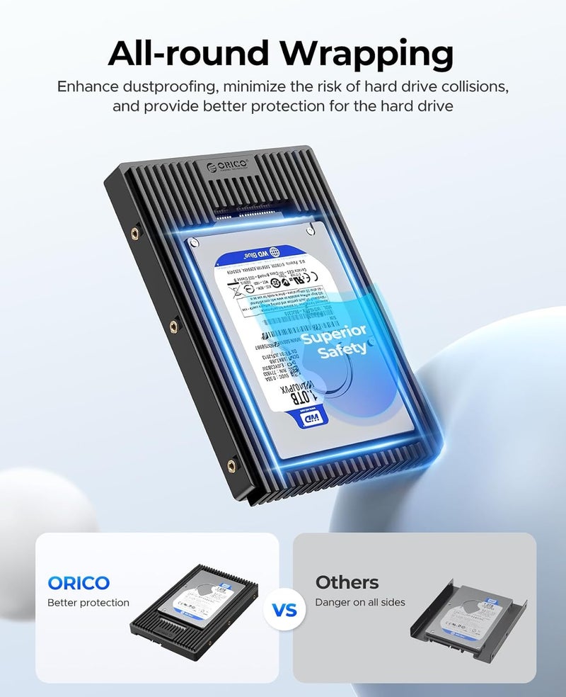 Orico محول تركيب قرص صلب SATA من 2.5 إلى 3.5 بوصة، حافظة قرص صلب لقرص HDD/SSD بحجم 2.5 بوصة 7/9.5/12.5 مم - D2SS - Image 4